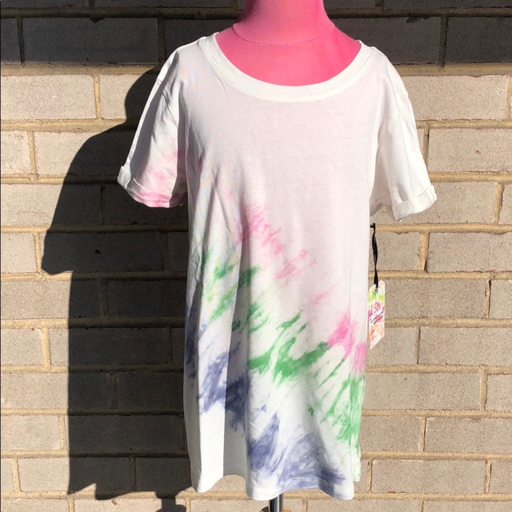 Splash White Tie-Dye Top Size Junior Medium NWT
